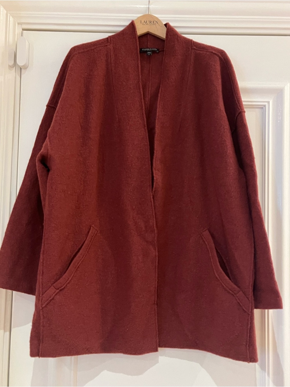 Eileen Fisher Woman 100% Merino Wool Overcoat Size 1X  Lagenlook Snap